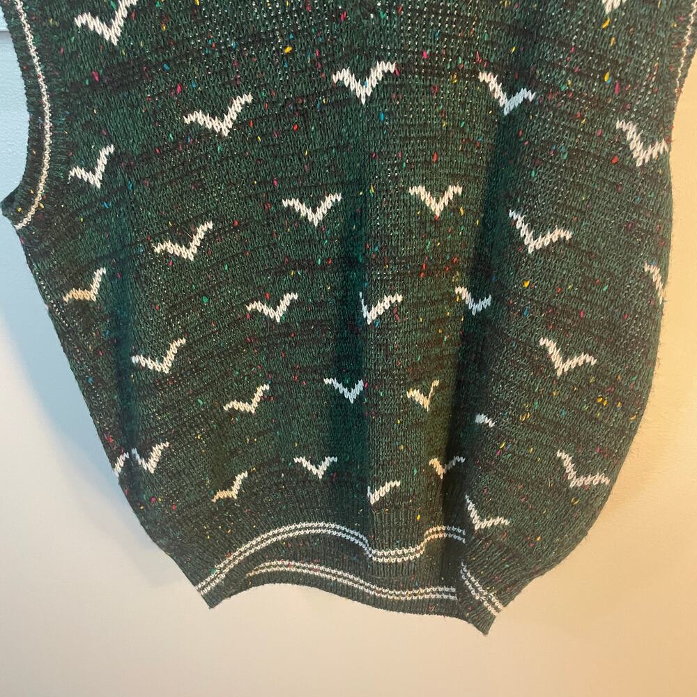VNTG Carson Pirie Scott Green Wool Blend Knit Sweater Vest Men's SZ Large 90s - Picture 3 of 11